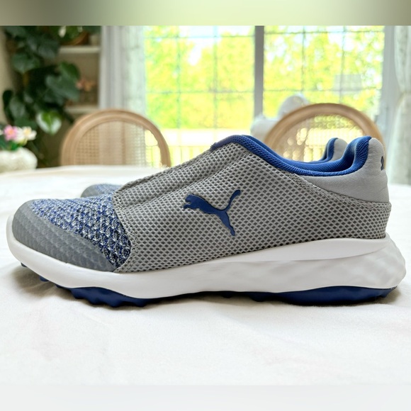 Puma Kids Gray and Blue Mesh Sneakers Grip Fusion Disc Shoes - Picture 1 of 6